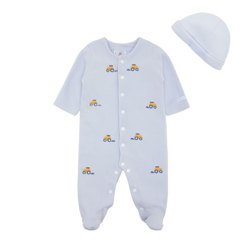 Macacão de Bebê Masculino Longo Microsoft Bordado Trator - AZUL BEBE