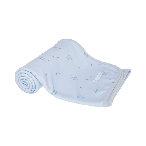 Manta Dupla de Bebê Algodão Egípcio Coelhos - AZUL BEBE