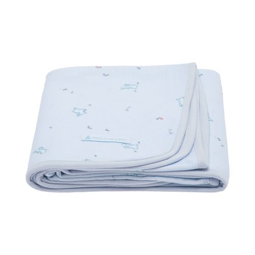 Manta Dupla de Bebê Algodão Egípcio Coelhos - AZUL BEBE