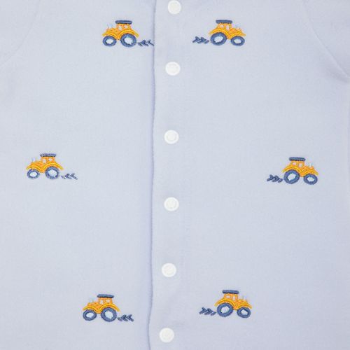 Macacão de Bebê Masculino Longo Microsoft Bordado Trator - AZUL BEBE