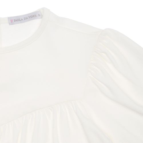 Blusa Infantil Feminina Manga Curta Franzida - OFF WHITE