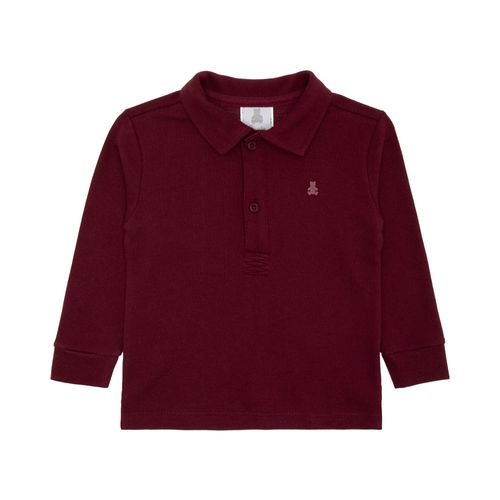 Camiseta Polo de Bebê Masculina Manga Longa Piquet - BORDO