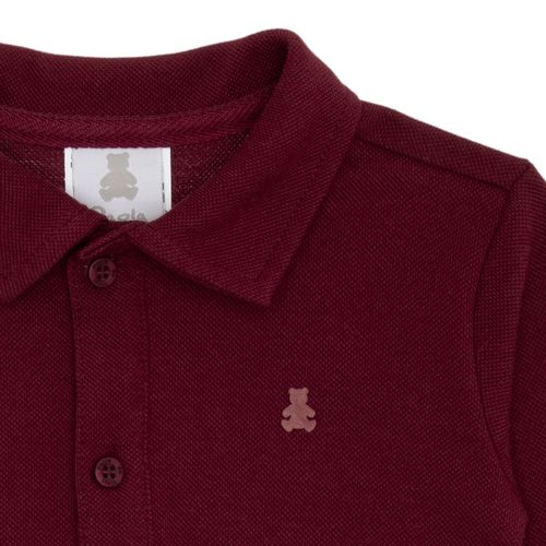 Camiseta Polo de Bebê Masculina Manga Longa Piquet - BORDO