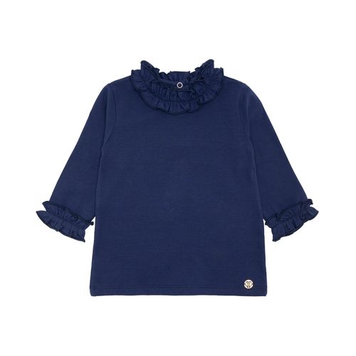 Blusa de Bebê Feminina Manga Longa Cotton Frufru - AZUL MARINHO
