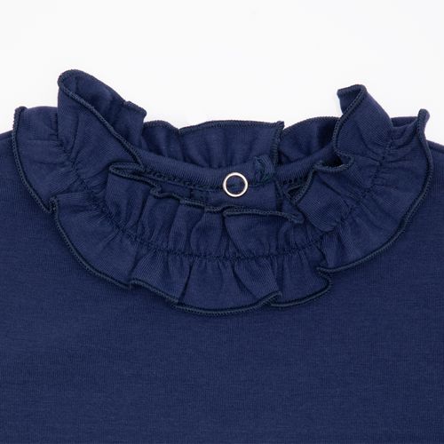 Blusa de Bebê Feminina Manga Longa Cotton Frufru - AZUL MARINHO