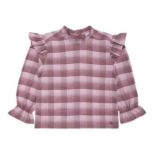 Bata Infantil Feminina Manga Longa Xadrez Flanelada - ROSA