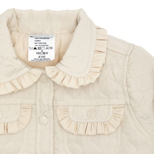 Casaco de Bebê Feminino Matelassê Joy com Babados - CRU