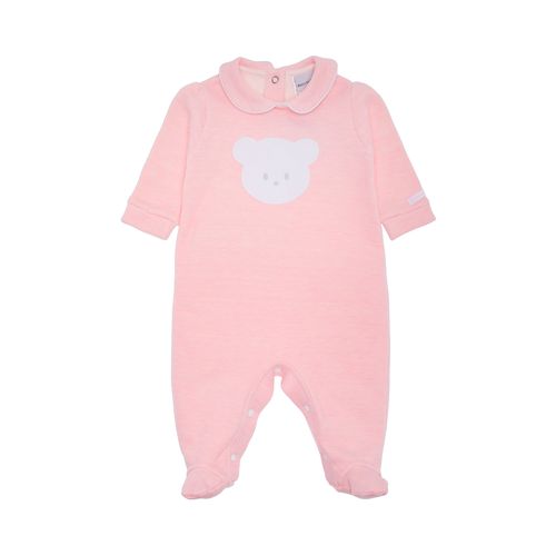 Macacão de Bebê Feminino Longo Double Fleece com Bordado Ursinho Bimbi - ROSA BEBE