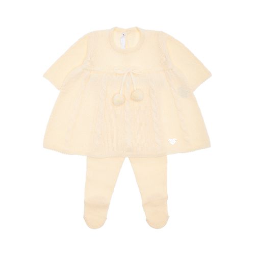 Saída de Maternidade Feminina Tricot com Laço de Pompom - AMARELO