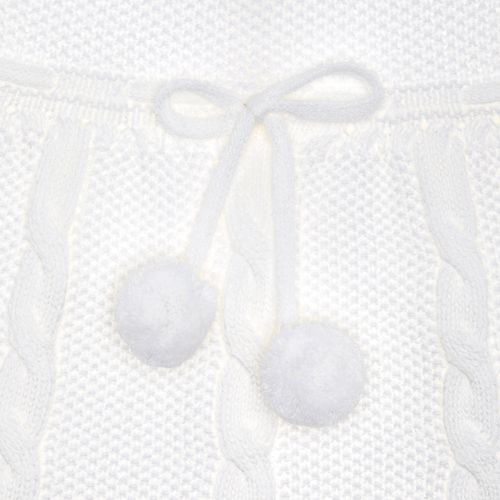 Saída de Maternidade Feminina Tricot com Laço de Pompom - BRANCO