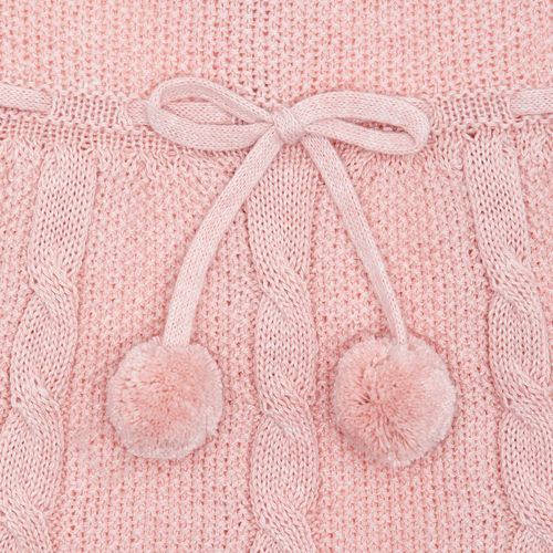Saída de Maternidade Feminina Tricot com Laço de Pompom - ROSA MESCLA