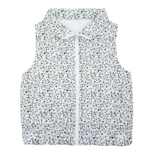 Colete Infantil Feminino Matelassê Double Face Estampa Fiore - BRANCO