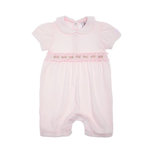 Macacão de Bebê Feminino Curto Favos Ponto Smock - ROSA