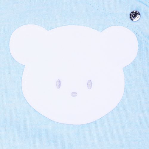Macacão de Bebê Masculino Longo Double Fleece com Bordado Ursinho Bimbi - AZUL BEBE