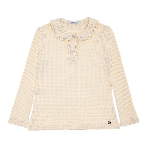 Blusa Infantil Feminina Manga Longa com Babados - OFF WHITE