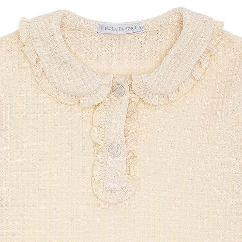 Blusa Infantil Feminina Manga Longa com Babados - OFF WHITE