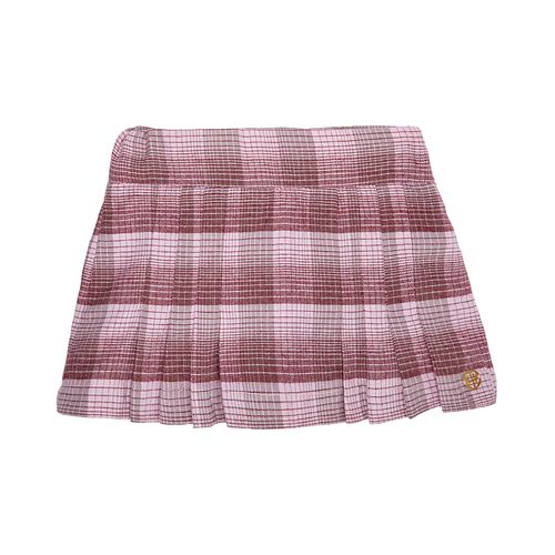 Saia de Bebê Feminina com Pregas Xadrez Flanelada - ROSA