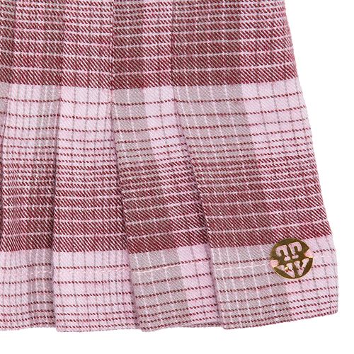 Saia de Bebê Feminina com Pregas Xadrez Flanelada - ROSA