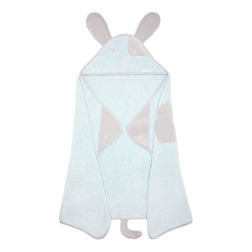 Toalha de Banho de Bebê Algodão Egípcio Cachorro Malhado - AZUL BB COM CINZA