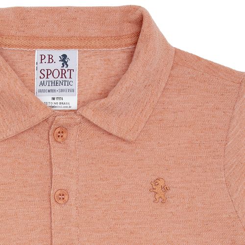 Camiseta Polo Infantil Masculina Manga Curta Piquet Linen - OCRE