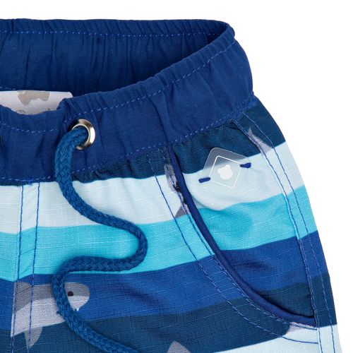 Bermuda de Praia Bebê Masculina Listrada Tubarão - AZUL MARINHO