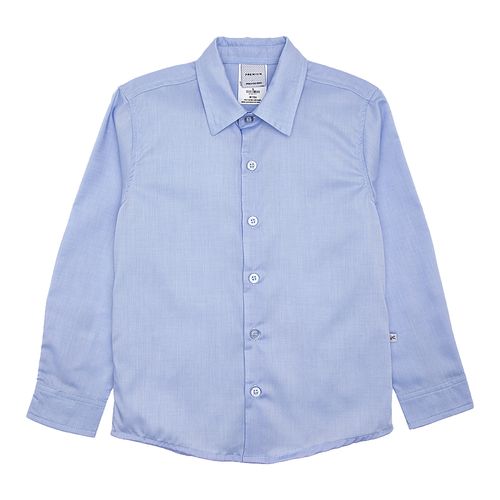 Camisa Infantil Masculina Manga Longa Tricoline Lisa Fio 70 - AZUL BEBE