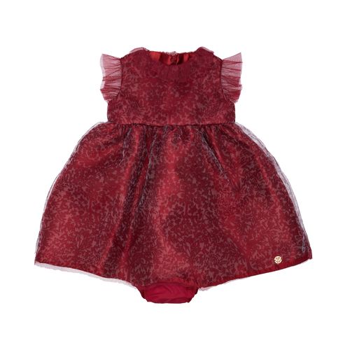 Vestido de Festa Bebê Feminino Tule Mini Floral - VERMELHO