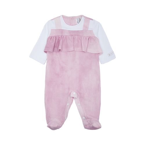 Macacão de Bebê Feminino Longo Favos Tie Dye com Jardineira - LILAS