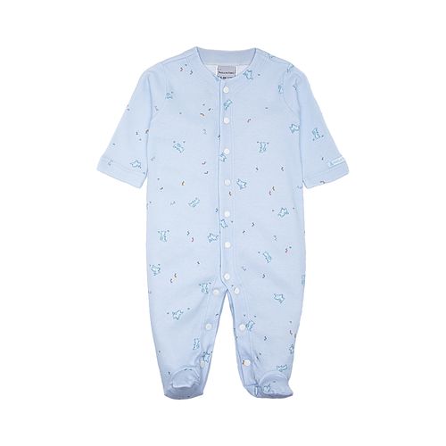 Macacão de Bebê Masculino Longo Algodão Egípcio Coelhos - AZUL BEBE