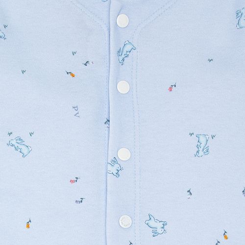 Macacão de Bebê Masculino Longo Algodão Egípcio Coelhos - AZUL BEBE