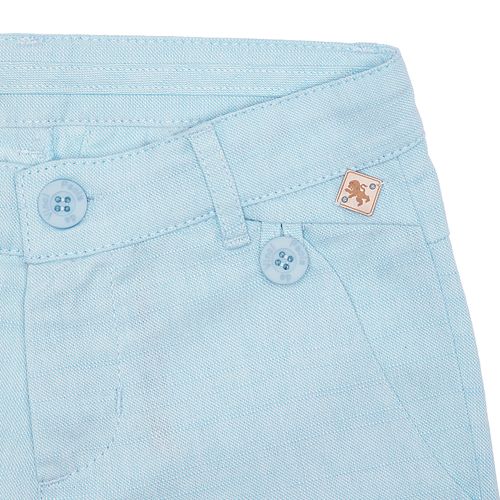 Bermuda Infantil Masculina Algodão com Recortes no Bolso - AZUL BEBE
