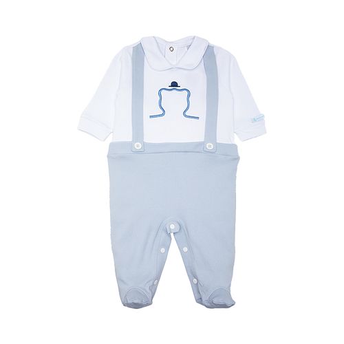 Macacão de Bebê Masculino Longo Suedine Algodão Egípcio - AZUL BEBE