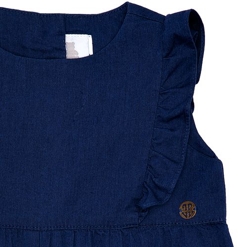 Jardineira de Bebê Feminina com Babados - AZUL MARINHO
