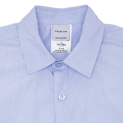 Camisa Infantil Masculina Manga Longa Tricoline Fio 120 - AZUL BEBE