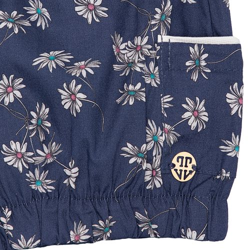 Shorts de Bebê Feminino Algodão Egípcio Fio 60 Margaridas - AZUL MARINHO