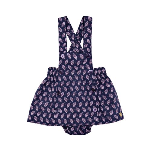 Salopete de Bebê Feminina Algodão Egípcio Fio 60 Estampa Liberty - AZUL MARINHO