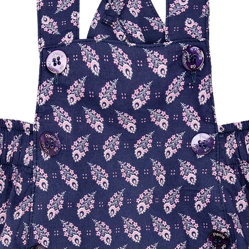 Salopete de Bebê Feminina Algodão Egípcio Fio 60 Estampa Liberty - AZUL MARINHO