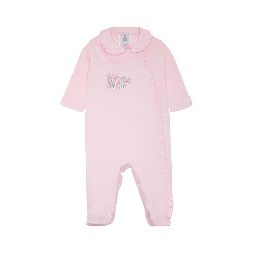 Macacão de Bebê Feminino Longo Algodão Egípcio com Abertura na Lateral - ROSA BEBE
