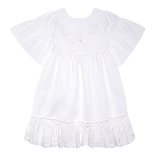 Vestido Infantil Feminino Linen Fresh com Bordado à Mão - BRANCO