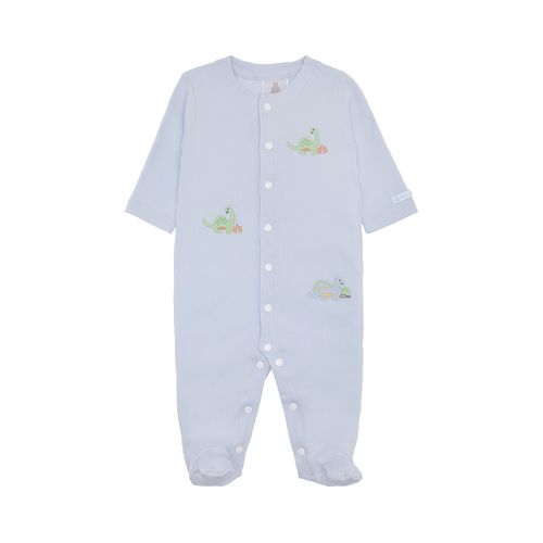 Macacão de Bebê Masculino Longo Algodão Egípcio Bordado Dinossauro - AZUL BEBE