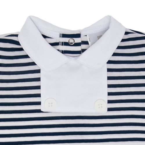 Macacão de Bebê Masculino Curto Listrado Navy - AZUL MARINHO