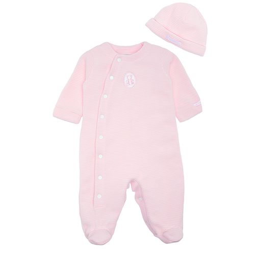 Macacão de Bebê Feminino  Longo Microsoft Listrado - ROSA BEBE
