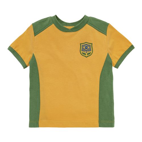 Camiseta Infantil Unissex Manga Curta Brasil - AMARELO