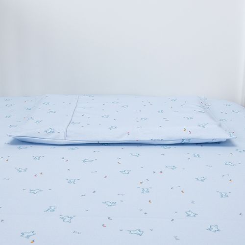 Jogo de Lençol de Berço Unissex Algodão Egípcio Coelhos - AZUL BEBE