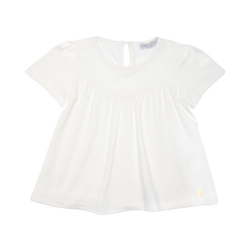 Blusa de Bebê Feminina Manga Curta Franzida - OFF WHITE