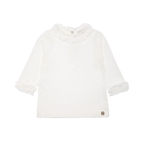 Blusa de Bebê Feminina Manga Longa Cotton Frufru - OFF WHITE