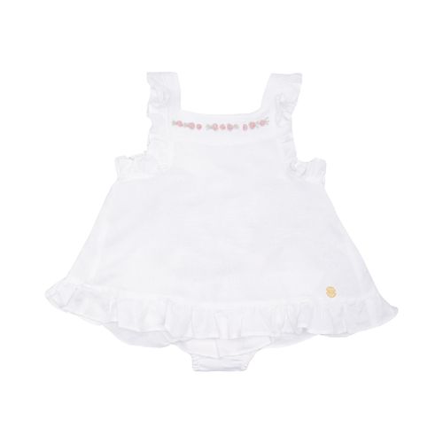Conjunto de Bebê Feminino Linho com Bordado Rococó - BRANCO