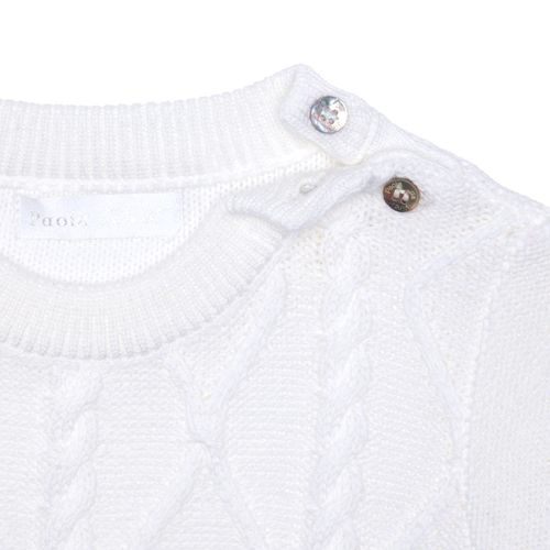 Blusa Tricot de Bebê Unissex Manga Longa Ponto Trança - BRANCO