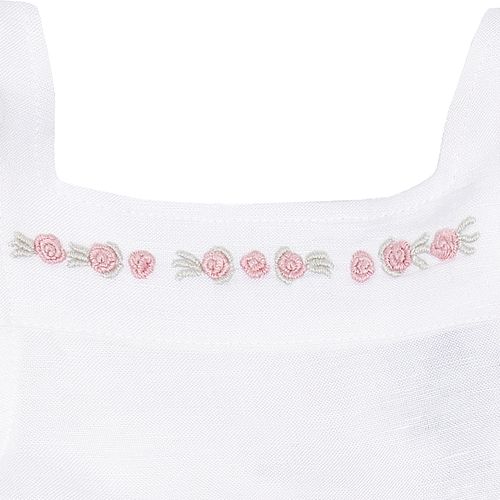 Conjunto de Bebê Feminino Linho com Bordado Rococó - BRANCO