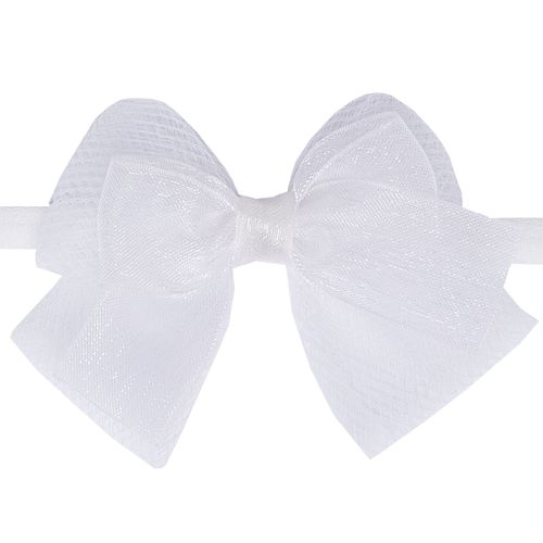 Faixa de Cabelo Bebê Laço Tule com Organza - BRANCO